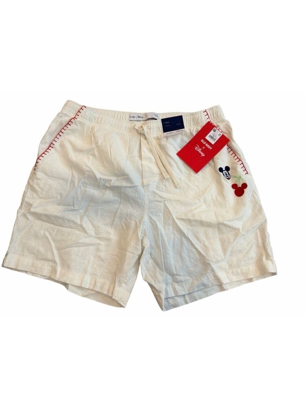 NWT Old Navy Men's Mickey Mouse Embroidered Shorts - Cream - Size L